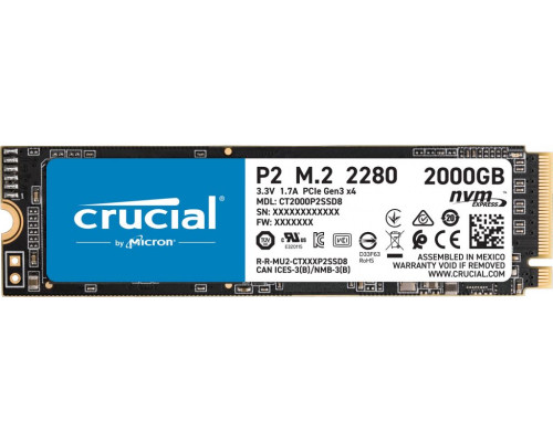 SSD 2TB SSD Crucial P2 2TB M.2 2280 PCI-E x4 Gen3 NVMe (CT2000P2SSD8)