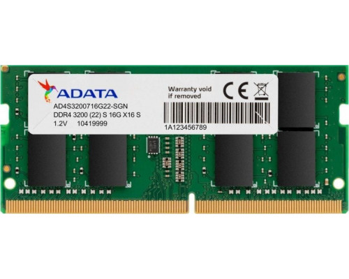 ADATA Premier, SODIMM, DDR4, 16 GB, 3200 MHz, CL22 (AD4S320016G22-SGN)