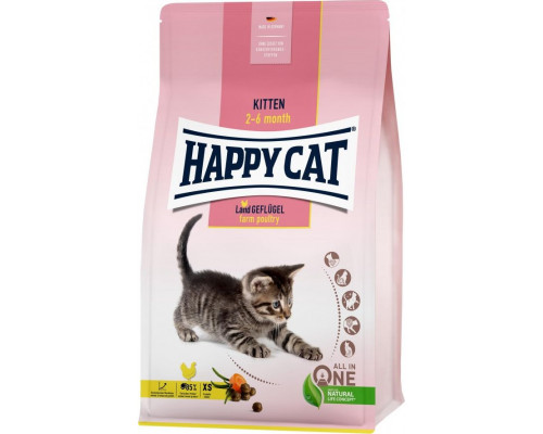 Happy Cat Kitten Farm Poultry, sucha karma, dla kociąt w wieku 2-6 mies, poultry, 4 kg, worek