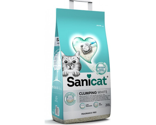 Sanicat Clumping White, litter, cat, bentonite, odorless, 10L, caking