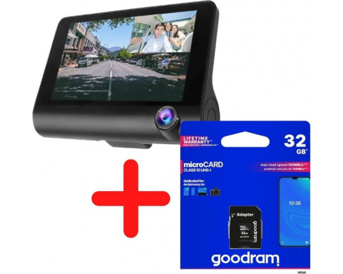 Techonic ZESTAW: WIDEOREJESTRATOR JAZDY 3W1 + KARTA PAMIĘCI 32GB