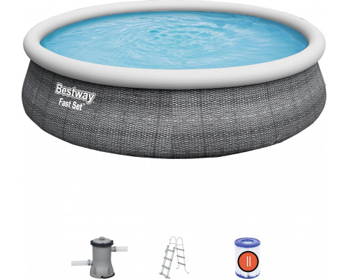 Bestway Bestway Fast Set above ground pool set, ? 457cm x 107cm, swimming pool (grey, with filter pump)