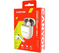 Canyon CANYON TWS-6, Bluetooth headset, with microphone, BT V5.3 JL 6976D4, Frequence Response:20Hz-20kHz, battery EarBud 30mAh*2+Charging Case 400mAh, type-C cable length 0.24m, Size: 64*48*26mm, 0.040kg, Beige