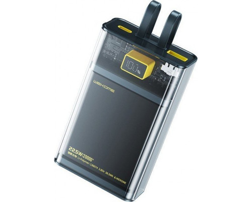Wekome Power bank WP-325 Vanguard Series - 20000 mAh Super Charging z wbudowanym kablem USB-C & Lightning PD 20W + QC 22.5W (Black / Przezroczysty)