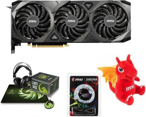 *RTX3080 MSI GeForce RTX 3080 Ventus 3X OC LHR 10GB GDDR6X + słuchaki, plecak, pluszowy smok i RGB LED