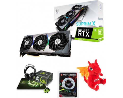 MSI GeForce RTX 3080 Ti Suprim X 12GB GDDR6 + słuchaki + plecak + pluszowy smok + pasek RGB LED