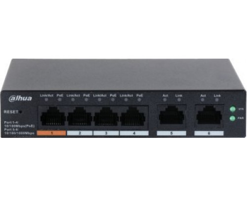 Switch Dahua Technology DAHUA Switch||CS4006-4ET-60|Type L2|Desktop/pedestal|PoE ports 4|CS4006-4ET-60