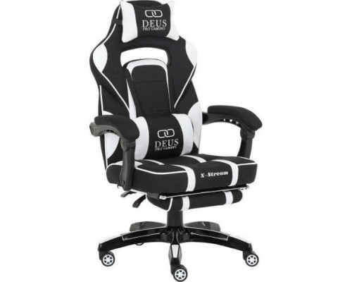 Zenga Gamingowy with footrest DEUS X-Stream z tkaniny white-black