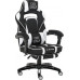 Zenga Gamingowy with footrest DEUS X-Stream z tkaniny white-black