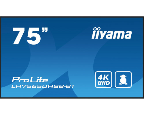 iiyama iiyama ProLite Płaski panel Digital Signage 190,5 cm (75") LCD Wi-Fi 500 cd/m 4K Ultra HD Czarny Procesor wbudowany Android 11 24/7