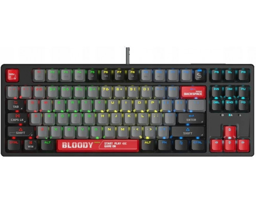 A4Tech A4tech Bloody S87,  gamingowa, mechaniczna, przewodowa, Red Switch, CZ/SK, Czarny