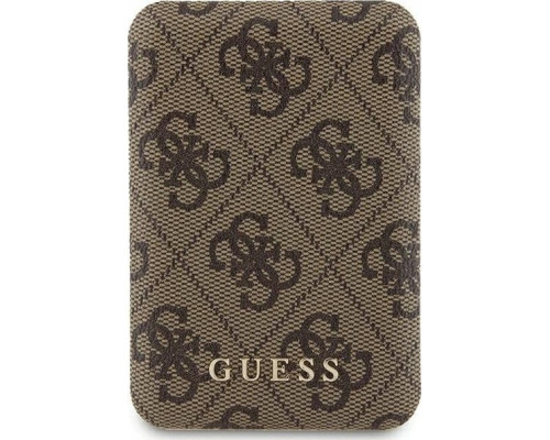 Guess Guess 4G Leather Metal Logo MagSafe - Power Bank indukcyjny 5000 mAh 15W MagSafe (brązowy)