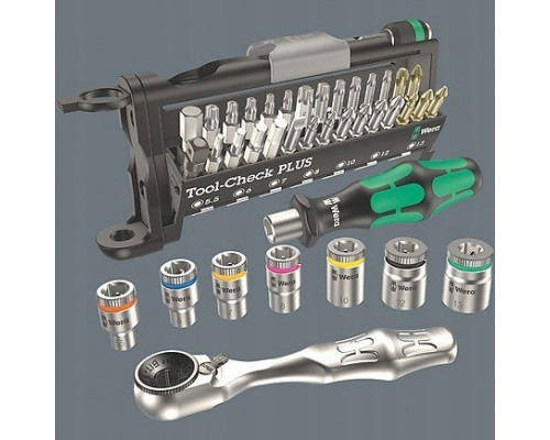 Wera Wera 9750 Kraftform Compact and Tool-Check PLUS Set 1, 57-piece tool set (black/green, socket wrench and bit set, in foam insert for workshop trolley)