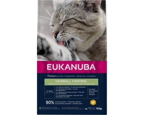 Eukanuba Eukanuba Adult Hairball Control Rich in Chicken - sucha karma dla kota - 10 kg