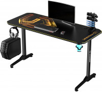 Gaming galds Ultradesk ULTRADESK Gaming galds dla gracza FRAG - GOLD V3, 140x60 cm, 76 cm, z podkładką pod mysz, uchwyt na słuchawki i napój