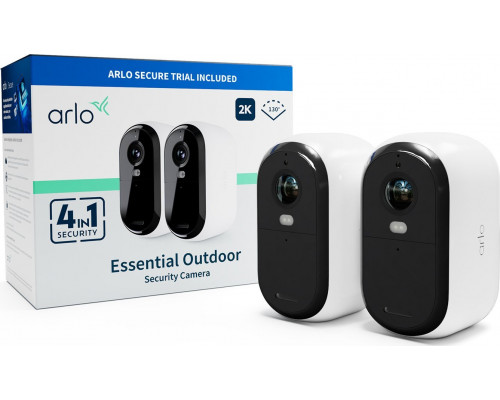 Arlo Arlo Essential 2K outdoor camera, surveillance camera (white/black, set of 2, WLAN, 4 MP)