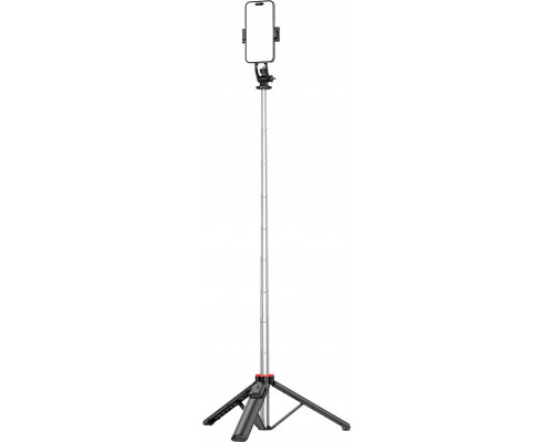 Selfie nūjiņa Hurtel Selfie nūjiņa WC13YDS teleskopisks tripods 1.3m ar dubulto lampu un turētāju telefonam - black