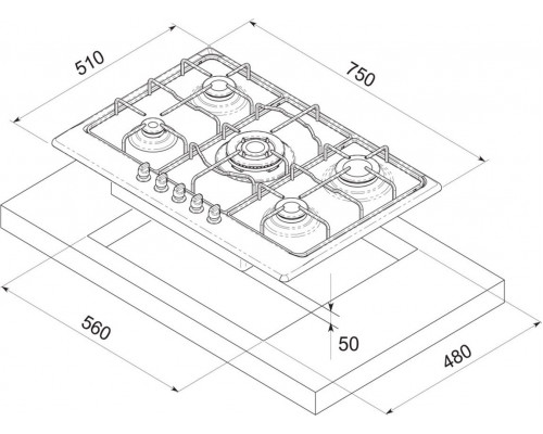 Gas hob Freggia HR750VGTCH