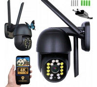 Zewnętrzna Kamera WIFI Obrotowa 8MPx ŚLEDZENIE ~360 stopni UHD NAGRANIA SD [V-7 Elegant Black]