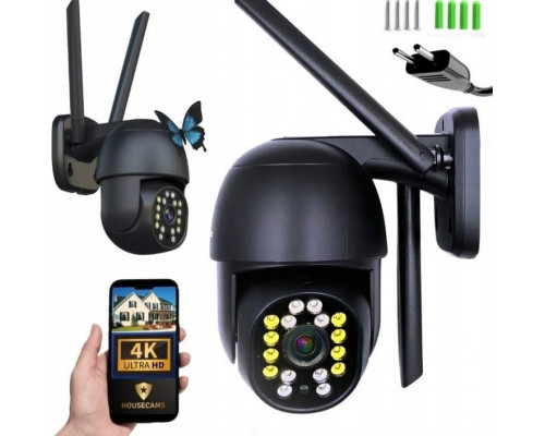 Zewnętrzna Kamera WIFI Obrotowa 8MPx ŚLEDZENIE ~360 stopni UHD NAGRANIA SD [V-7 Elegant Black]
