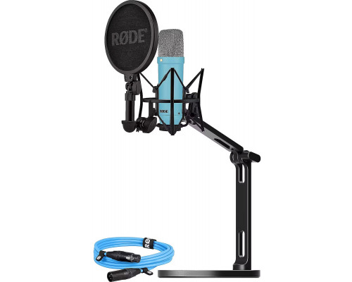 Rode NT1 Signature niebieski + kabel XLR + statyw biurkowy (BUROINT1BU)