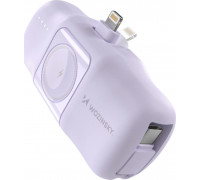 Mini powerbank Wozinsky WF16-YLS 5000mAh 15W Lightning with a built-in kablem USB-C i ładowarką do Apple Watch - violet