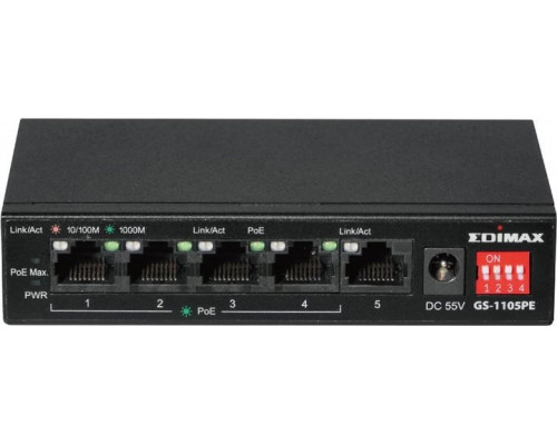 Switch  Edimax GS-1105PE 4x GbE PoE + 1x GbE Port