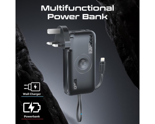 Promate PowerPack-10i Charger Power Bank 22W / 10000mAh / USB-C / QC3.0 / iWatch 2,5W / 220V EU/US/UK