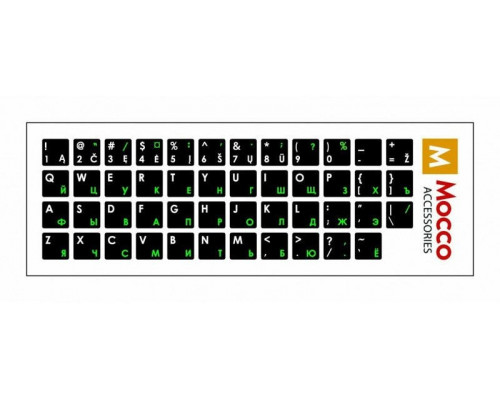 Mocco Keyboard Sticks ENG / EE With Laminated Waterproof Level Black / Green