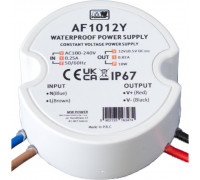 AF1012Y: MW Power 10W 12V/0.83A round LED power supply, IP67