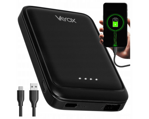 Power bank 5000 mAh wejście USB-C wyjście USB-A + USB-C 5V 2.1A black VA0339 Vayox