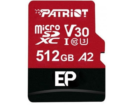 SD  Patriot EP MicroSDXC 512 GB Class 10 UHS-I/U3 A2 V30 (PEF512GEP32MCX)