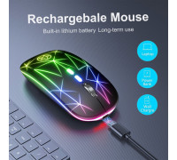 MYSZKA BEZPRZEWODOWA SLIM LED ŁADOWANA RGB BEZKLIKOWA USB 2.4Ghz AKUMULATOR
