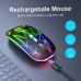 MYSZKA BEZPRZEWODOWA SLIM LED ŁADOWANA RGB BEZKLIKOWA USB 2.4Ghz AKUMULATOR