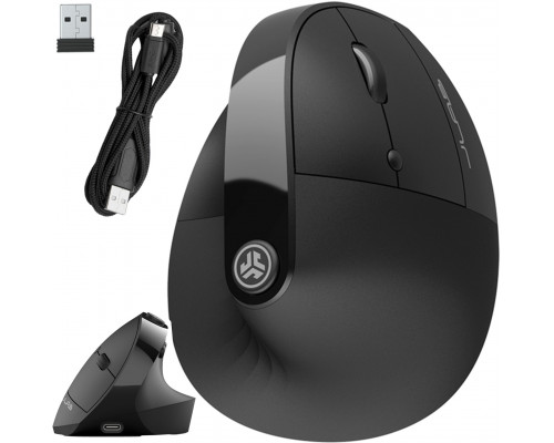 JLab Audio JLab JBUDS Ergonomic, Right-hand, Vertical design, RF Wireless + Bluetooth, 2400 DPI, Black (IEUMJBERGORBLK82)