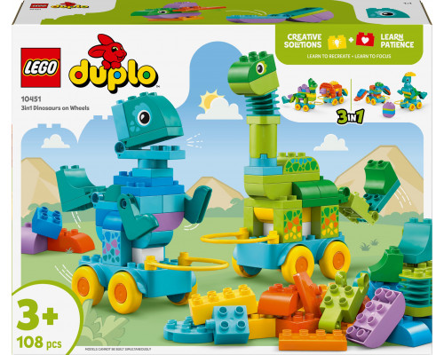 LEGO Duplo 3 w 1 Dinozaury na kółkach (10451)