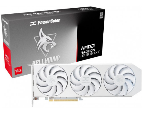 POWERCOLOR Hellhound Spectral White Radeon RX 9060 XT 16GB GDDR6 (RX9060XT 16G-L/OC/WHITE)