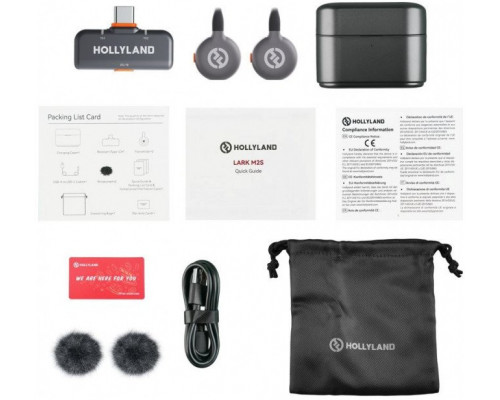 Hollyland LARK M2S Duo Wireless Lavalier Microphone with USB-C Plug (Duo, Space Gray)*