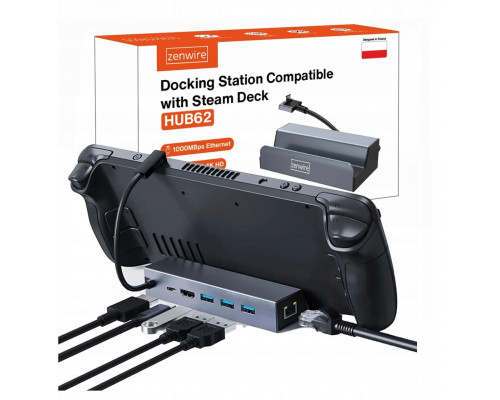Station Forcking Steam Deck DOCK ROG ALLY DEX 6w1 HUB USB-C HDMI 4K Ethernet Zenwire HUB62