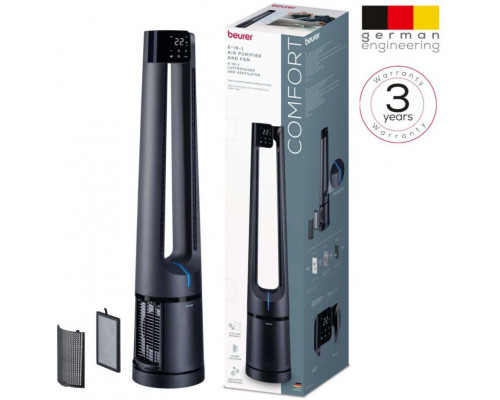 Beurer PureFlow 2-in-1  tumsi zila - Gaisa attiritajs un ventilators LV500 (4211125105006)