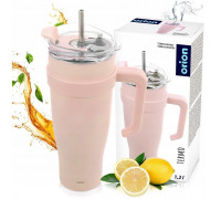 STALOWY THERMAL MUG TERMOS 1200ml Z RĄCZKĄ I SŁOMKĄ ORION 112283 RÓŻOWY