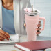 STALOWY THERMAL MUG TERMOS 1200ml Z RĄCZKĄ I SŁOMKĄ ORION 112283 RÓŻOWY