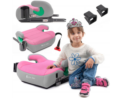FOTELIK SAMOCHODOWY PODKŁADKA SIEDZISKO Z ISOFIX SZARO-RÓŻOWY R129 125-150 CM