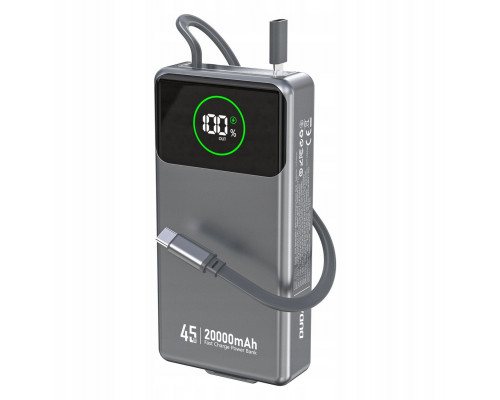 Dudao K31 Pro 45W 20000mAh with a built-in zwijanym kablem USB-C - gray