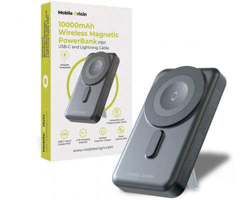 Mobile Origin Wireless Magnetic PowerBank 10000mAh, USB-C and Lightning Cable PB11