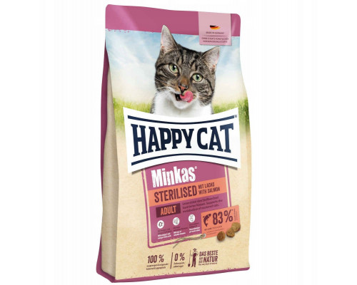 Minkas Sterilised Lachs, karma sucha, dla adults kotów po sterylizacji, łosoś, 1,5 kg