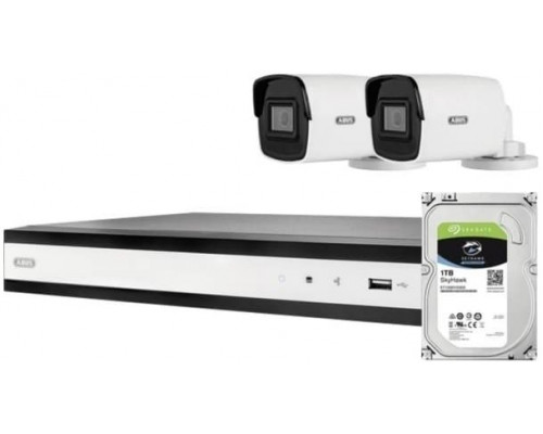 ABUS Security-Center TVVR36423T Komplett-Set mit 2 PoE Mini Tube-Kameras+ Rekorder (TVVR36423T)