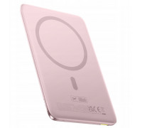 Baseus PicoGo AM41 5000mAh 20W Ultra-Slim kompatybilny z MagSafe with cable Baseus Simple USB-C 60W 30cm - różowy