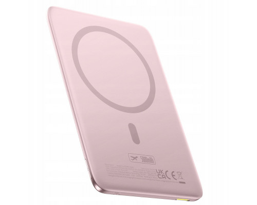 Baseus PicoGo AM41 5000mAh 20W Ultra-Slim kompatybilny z MagSafe with cable Baseus Simple USB-C 60W 30cm - różowy