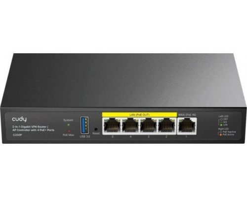 Cudy Kontroler AP 2-in-1 SMB / AP Controller 2-IN-1 SMB / AP Controller 1 Gigabit Ethernet + 4 Gigabit PoE+ PSE Por + 1 US